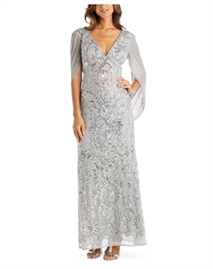 Платье-накидка с пайетками и драпировкой на спине, серебряный R&m richards