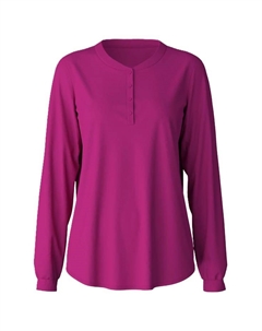 Фавориты темно-синий пижамный топ с воротником-хенли, цвет 256 orchid flower Calida