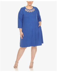 Свободное платье больших размеров с перекрещивающимся вырезом и рукавами 3/4 White mark