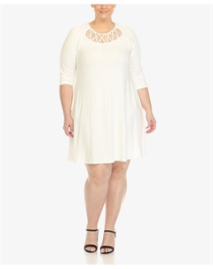 Свободное платье больших размеров с перекрещивающимся вырезом и рукавами 3/4, белый White mark