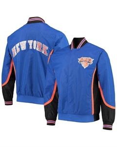 Мужская синяя куртка new york knicks из твердых пород дерева classics 75th anniversary, аутентичная разминочная куртка с застежкой-молнией, синий Mitchell and ness