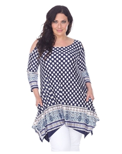 Туника Antonia больших размеров с вырезами на плечах, темно-синий White mark
