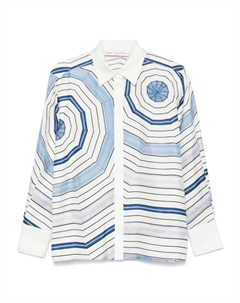 Шелковая рубашка с принтом, белый Sandro