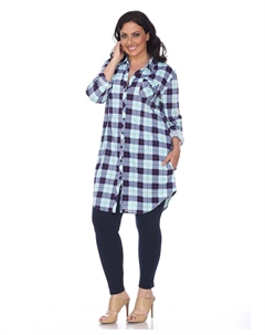 Эластичная клетчатая туника plus piper, серый White mark