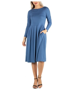 Женское платье миди с пышной юбкой и пышной юбкой 24seven comfort apparel