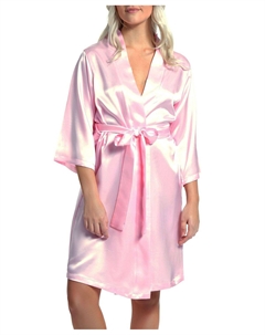 Женский атласный халат marina lux с рукавами 3/4, розовый Icollection