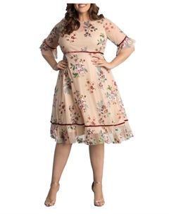 Женское сетчатое платье больших размеров с цветочной вышивкой Wildflower Kiyonna