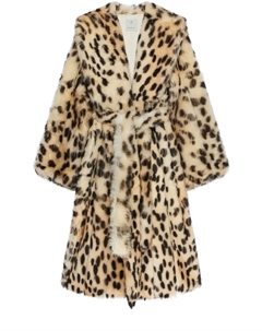 Пальто свободного покроя из меха с леопардовым принтом, нейтральный Givenchy