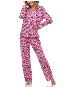 Женский пижамный комплект из 2 предметов с длинным рукавом и сердечным принтом, мульти White mark