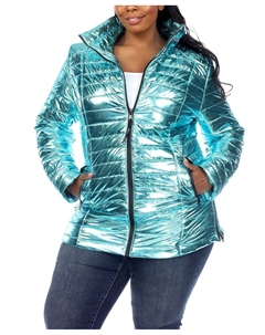 Пуховик больших размеров с эффектом металлик White mark