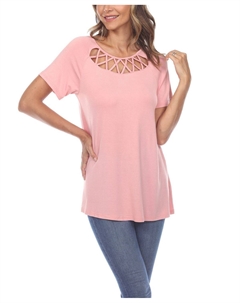 Женский топ с короткими рукавами и вырезом крест-накрест White mark