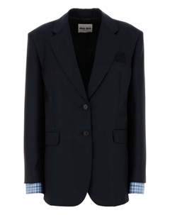 Шерстяной блейзер оверсайз, синий Miu miu