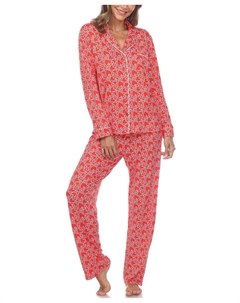 Женский пижамный комплект из 2 предметов с длинным рукавом и сердечным принтом, мульти White mark