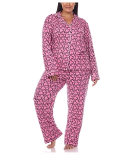 Плюс размер пижамный комплект из 2 предметов с длинными рукавами и принтом сердца, мульти White mark