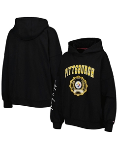 Женский черный пуловер с капюшоном Pittsburgh Steelers Becca с заниженными плечами, черный Tommy hilfiger