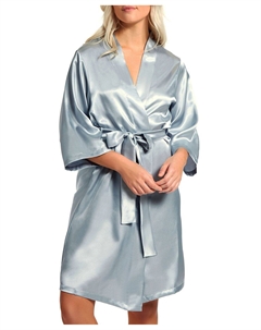 Женский атласный халат marina lux с рукавами 3/4, серый Icollection