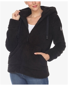 Женская куртка из шерпы с капюшоном, черный White mark