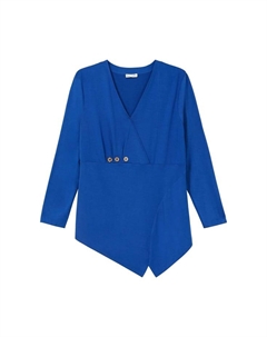 Длинная рубашка с запахом и декоративными пуговицами, синий Sheego by joebrowns