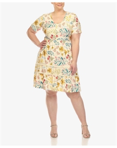 Платье длиной до колена с короткими рукавами и цветочным принтом больших размеров White mark