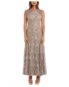 Женское длинное кружевное платье с иллюзиями и украшением R&m richards