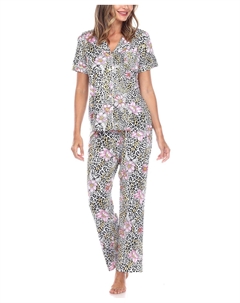 Женские брюки с короткими рукавами, тропический пижамный комплект, 2 предмета White mark