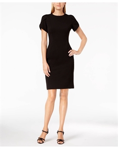 Платье-футляр с рукавами-тюльпанами, черный Calvin klein