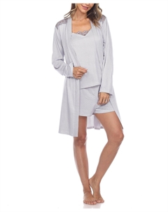 Женский комплект из 3 полосатых пижамных халатов, серый White mark
