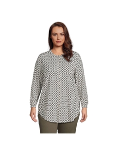 Женская туника трапециевидного силуэта из джерси с длинными рукавами больших размеров Lands' end