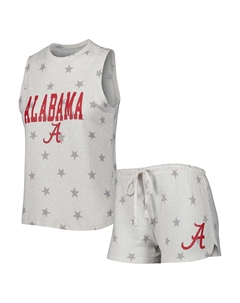 Женский кремовый комплект для сна с майкой и шортами Alabama Crimson Tide Agenda Stars Concepts sport