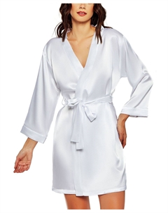 Женский атласный халат marina lux с рукавами 3/4, белый Icollection