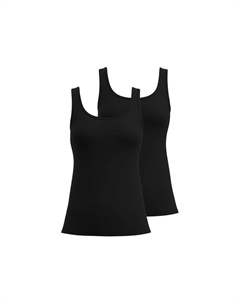 Комплект из 2 топов-спагетти - базовый хлопковый топ-майка однотонный трикотаж, черный Calida