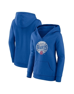 Женский фирменный пуловер с капюшоном Royal Atlanta Braves Slider Crossover с v-образным вырезом Fanatics