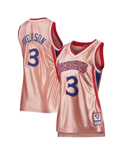 Женская розовая майка Allen Iverson Philadelphia 76ers 75th Anniversary Rose Gold 1996 Swingman, розовый Mitchell and ness