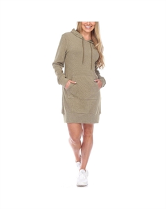 Женское платье-свитшот с капюшоном, зеленый White mark