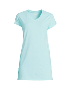 Женская туника из джерси с короткими рукавами для миниатюрных размеров, удлиненная туника с v-образным вырезом Lands' end