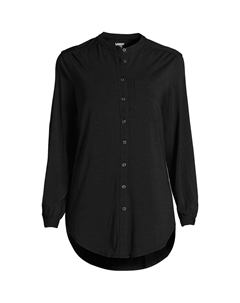 Женская туника трапециевидного силуэта из джерси с длинными рукавами больших размеров, черный Lands' end