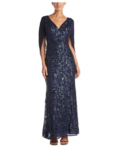 Платье-накидка с пайетками и драпировкой на спине, синий R&m richards