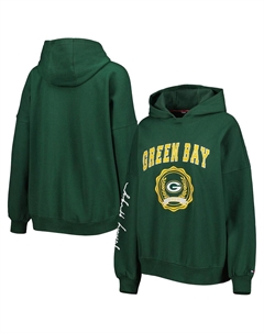 Женский зеленый пуловер с капюшоном Green Bay Packers Becca с заниженными плечами, зеленый Tommy hilfiger
