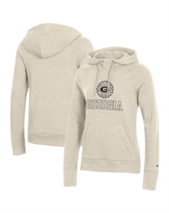 Женский пуловер с капюшоном овсяного цвета с принтом Georgia Bulldogs College Seal Champion