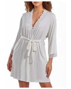 Женский кружевной халат cyrus с рукавами с сетчатой ​​отделкой и завязками на поясе, белый Icollection