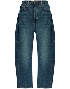 Укороченные хлопковые джинсы с высокой посадкой, синий Rag & bone