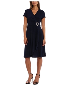 Платье r&m richards с короткими рукавами и искусственным запахом, синий R&m richards