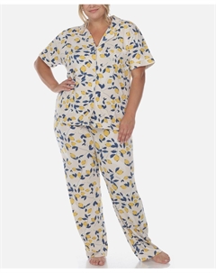 Плюс размер пижамный комплект из 2 предметов с тропическим принтом, мульти White mark