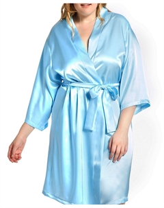 Атласный халат marina lux, светло-синий Icollection
