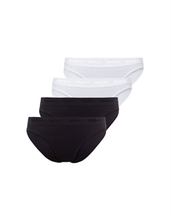 Трусы Rio 4-pack - нижнее белье трусы хлопок логотип пояс тонкий рубчик однотонный, черный Skiny