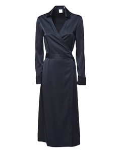 Платье-халат из атласа, синий Aspesi