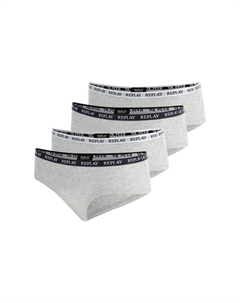 Трусики 4 шт. в упаковке - слипы с логотипом на поясе хлопковая смесь, серый Replay