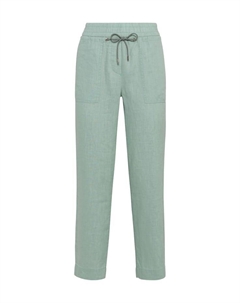 Льняные брюки с завязками на шнурке, цвет 16246 ice sage gr Cecil