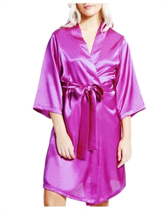 Женский атласный халат marina lux с рукавами 3/4, фиолетовый Icollection
