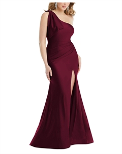 Женское атласное платье без рукавов с бантом на одно плечо Dessy collection